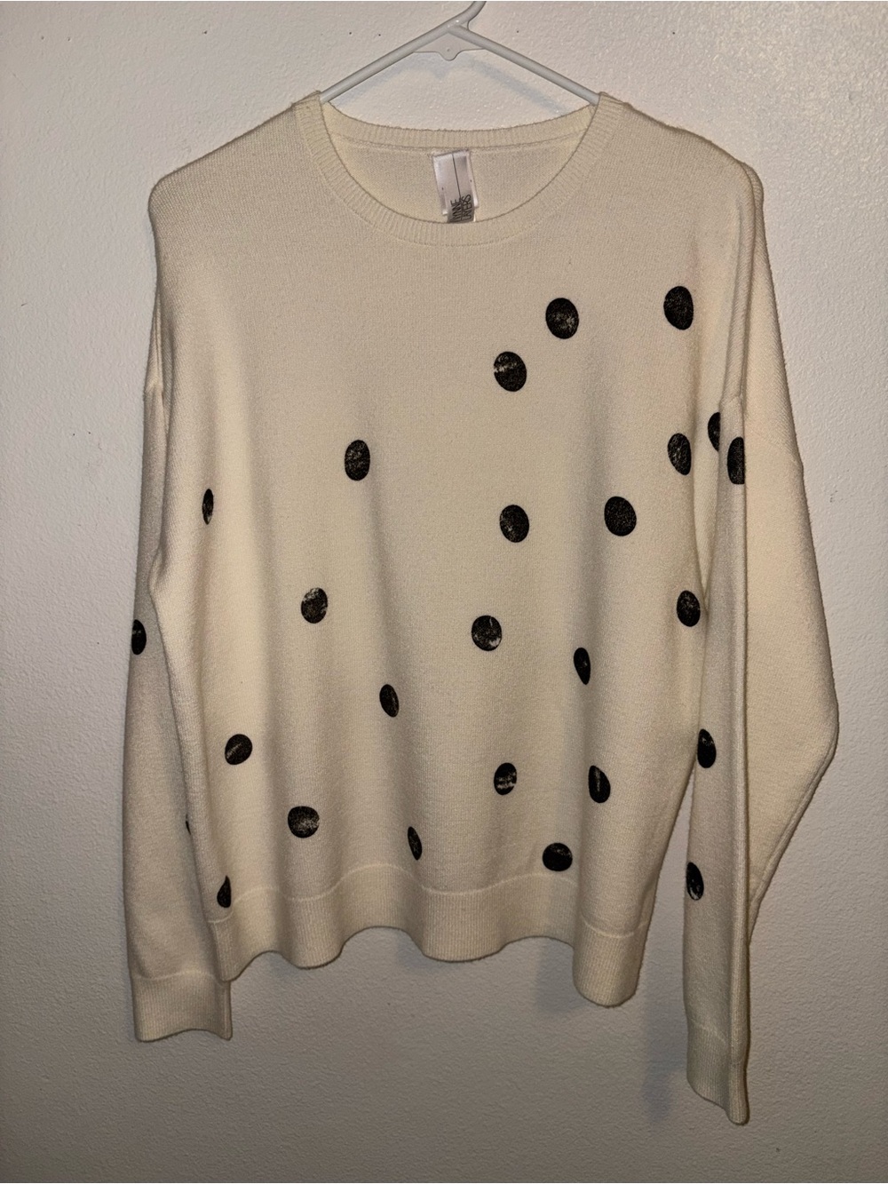 Wynne Layers Cream Polka Dot Knit Sweater Size Medium